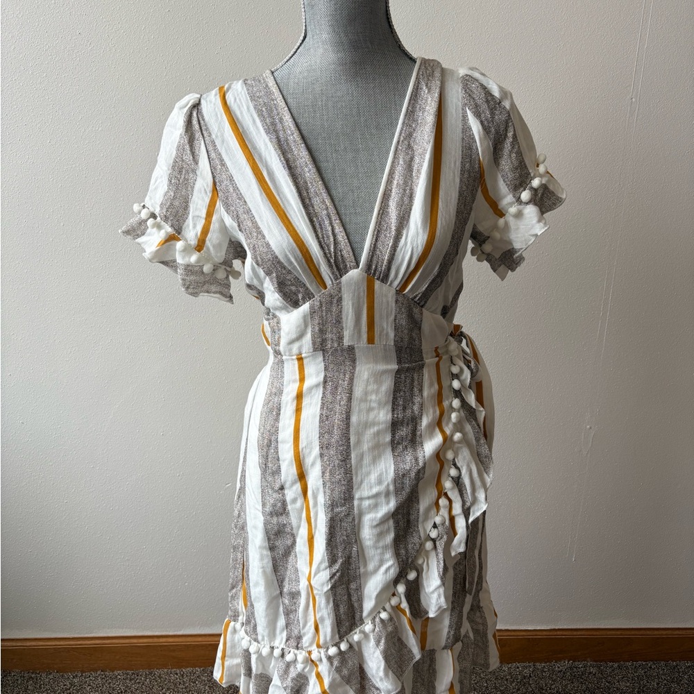 Simple Gray and White Ruffled Tiered Sundress